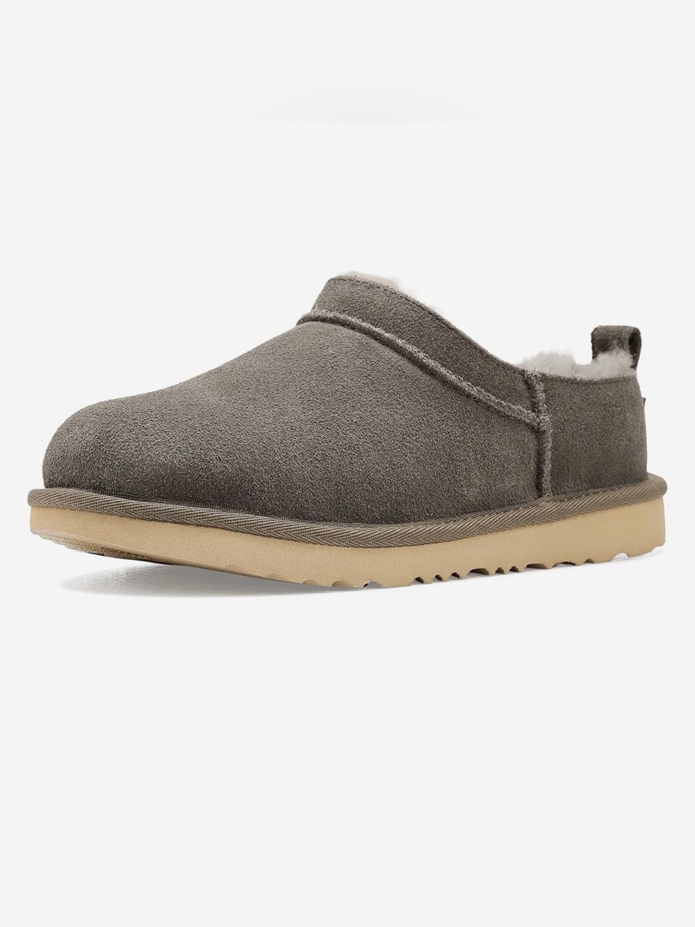 Ugg Kids classic micro Grey Suede Sheepskin Lined Slip-On Slippers shoes mules